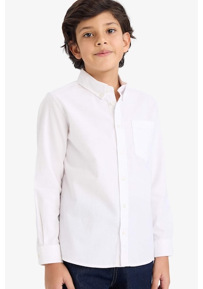 Defacto Erkek Çocuk Polo Yaka Oxford Uzun Kollu Basic Düz Gömlek W3215a626spwt34 Beyaz-wt34