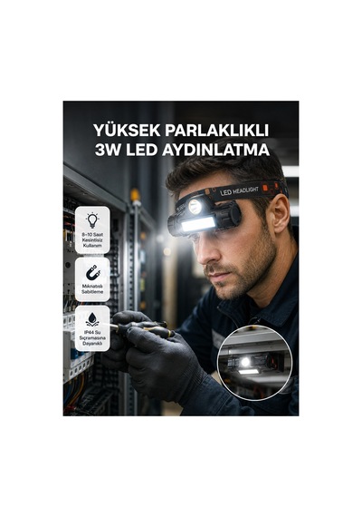 Kamp Ve Doğa İçin Şarjlı Led Baş Feneri Mıknatıs Afaa-2-1-70538