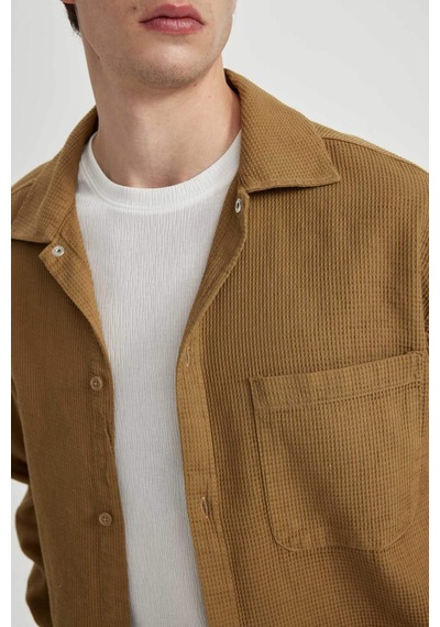DeFacto Oversize Geniş Kalıp Polo Yaka Waffle Uzun Kollu Gömlek C2841AX24SPKH502 DeFacto Oversize Geniş Kalıp Polo Yaka Waffle Uzun Kollu Gömlek C2841AX24SPKH502