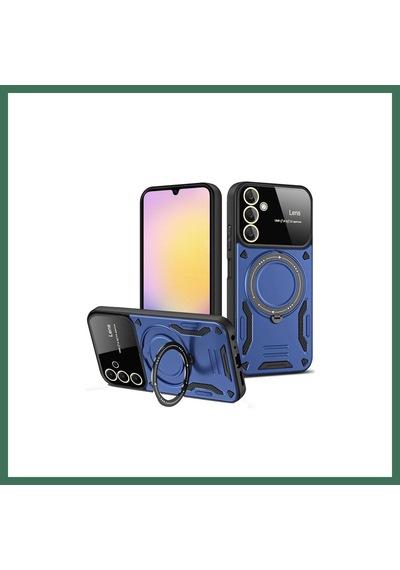 En-cag Samsung Galaxy S25 Uyumlu Kılıf Joy Lens Standlı Kapak - Lacivert Bss