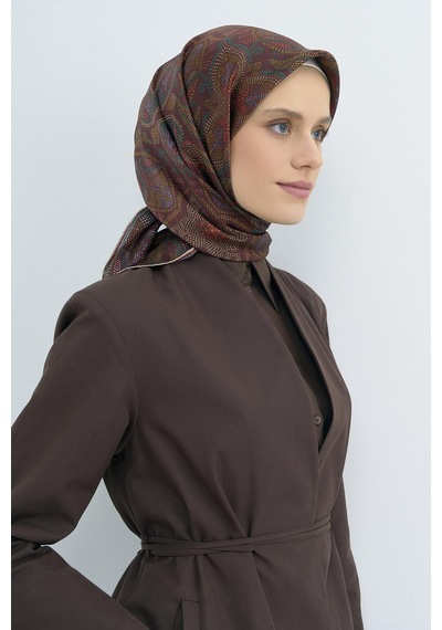 Armine Sura Saf İpek Eşarp 9540 - 34 Bordo Batik Desen Bordo