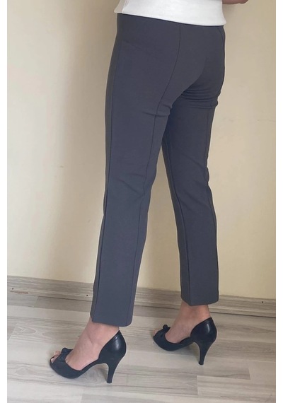 Mia Butik Dertsiz Büyük Beden Koyu Gri Toparlayıcı Kumaş Pantolon Koyu Gri