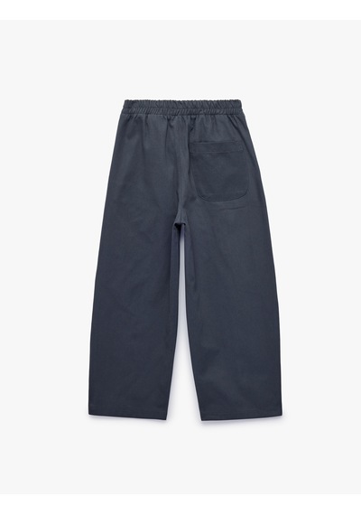 Koton Pamuklu Beli Lastikli Oversize Gabardin Pantolon Mavi 7wkb40014tw