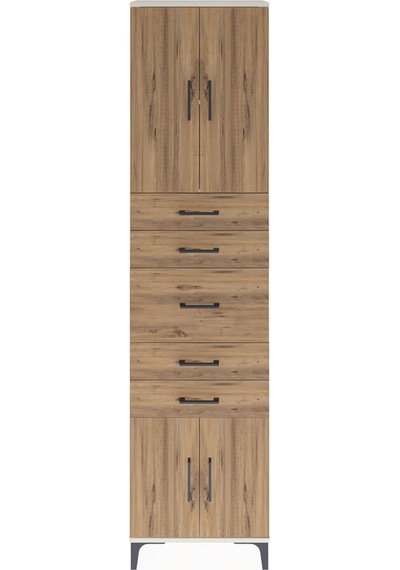 Arges Dolap 2 Raflı 5 Çekmeceli 4 Kapaklı 60x30x243 Aytaşı-çam Aytaşı