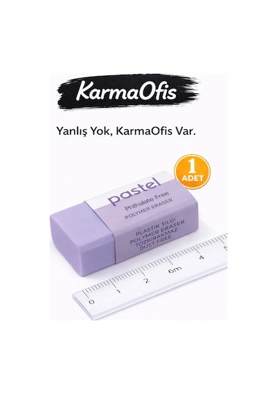 Pastel Mor Silgi Toz Bırakmaz, Phthalate Free 1 Adet Mor
