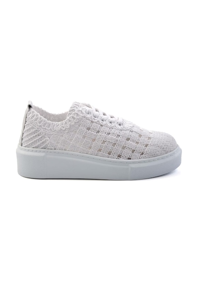 Bambi Beyaz Hakiki Deri Kadın Sneaker K01303018616 Beyaz