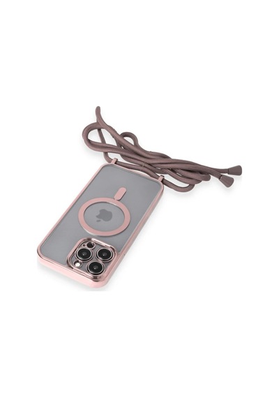 Apple İphone 13 Pro Max Kılıf Divo Lazer Askılı Magsafe Kapak - Pembe