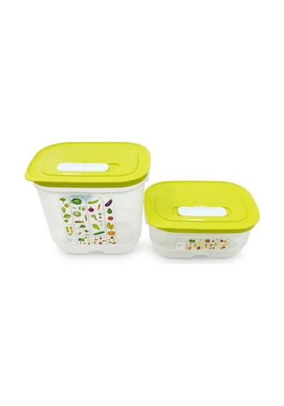 Sebze, Meyve Ve Yeşillik Saklama Kabı 2 0.8 Lt+2 Lt Hava Kanallı Buzdolabı Saklama Kabı Seti Şeffaf - 939484772 Şeffaf