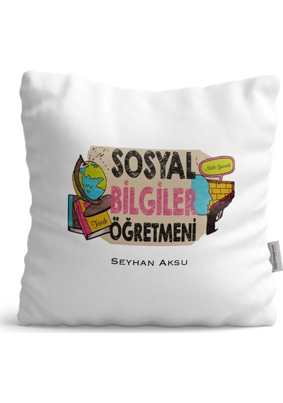 Kişiye Özel Sosyal Bilgiler Öğretmeni Saten Yastık - 3