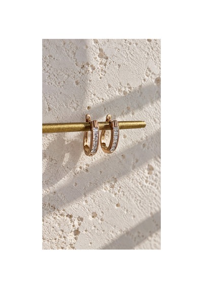 Çelik Rose Gold Taşlı Oval Gianna Küpe -kararma Yapmaz- Altın