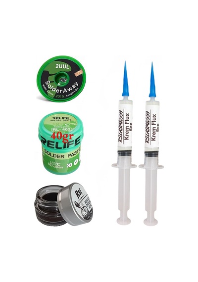 Relıfe Rl-402 Krem Lehim 183 C Sn63/pb67 40gr Havya Uç Temizleyici Flux Lehim Toplama 2uul-2015 Emme Teli Seti03