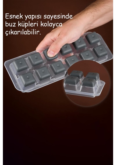 Kapaklı Buz Kalıbı 1 Adet Renkli Kare Buz Kalıbı Kolay Çıkarılabilir Bas Çıkar Buz Tepsisi Dondurma Diğer