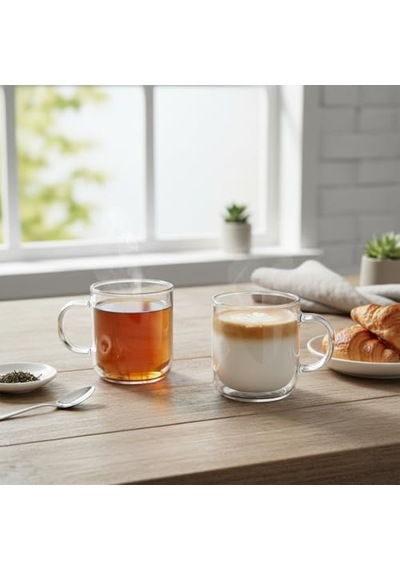 2 Adet Borosilikat Cam Kupa - 380 Ml Isıya Dayanıklı - El Yakmayan Ve Terleme Yapmayan Yüzen Bardak Kurşunsuz/ekolojik Aeropress