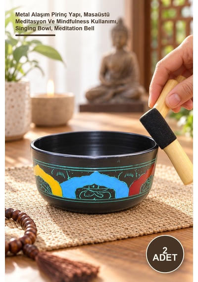 2 Adet Meditasyon Çanı Metal Alaşım Pirinç Yapı, Masaüstü Meditasyon Ve Mindfulness Kullanımı, Singing Bowl, Meditation Bell
