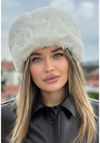 Mollycrush Kışlık Kalpak Şapka - Rus, Slav, Kazak, Moğol, Eskimo Tarzı Rahat Kalpak Beyaz