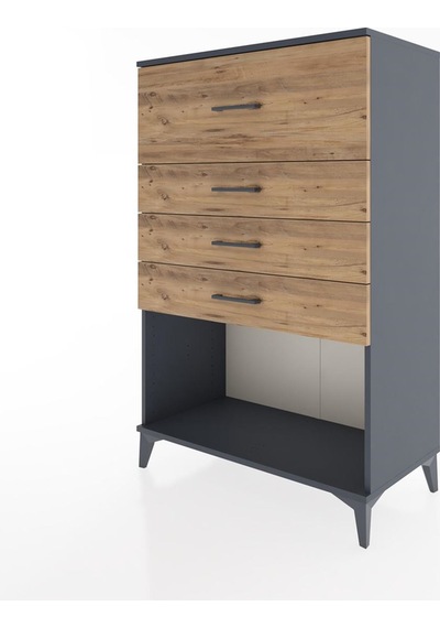 Hyperion Dolap 4 Çekmeceli 88x44x134 Antrasit-çam Antrasit