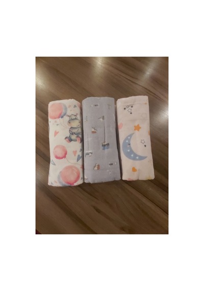 %100 Pamuk Pazen Bebek Battaniyesi Puset Örtüsü 3lü Paket Çok Renkli - 771280093 Çok Renkli