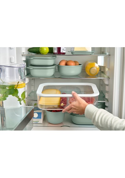 Multi Bowl Cirqula Rectangular Saklama Kabı 2000 Ml Yeşil-7521 Çok Renkli