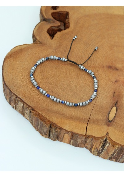 Sertifikalı Lapis Lazuli, Lav Ve Hematit Doğal Taşlı Kadın/erkek Bileklik Gümüş