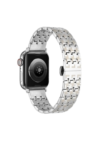 Apple Uyumlu  Watch 7 45 MM Kordon Zikzak Dizayn Metal Kordon 86