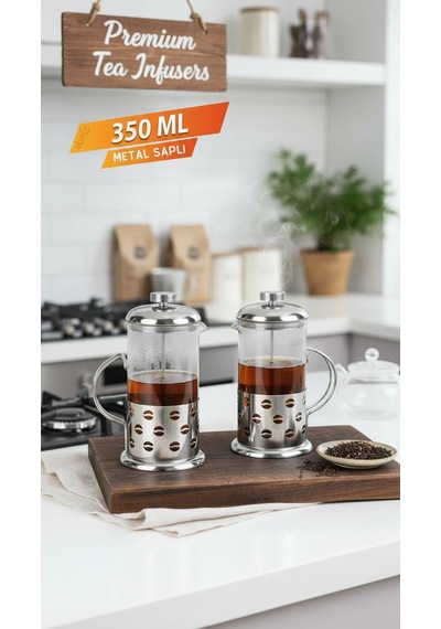 French Press - Filtre Kahve Ve Bitki Çayı Demliği 350 Ml 2-adet Çok Renkli