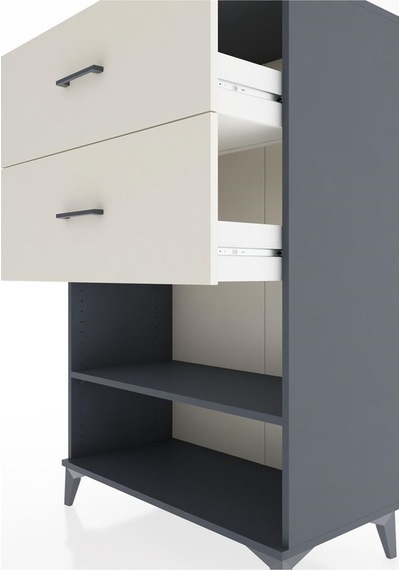 Hyperion Dolap Tek Raflı 2 Çekmeceli 88x44x134 Antrasit-aytaşı Antrasit