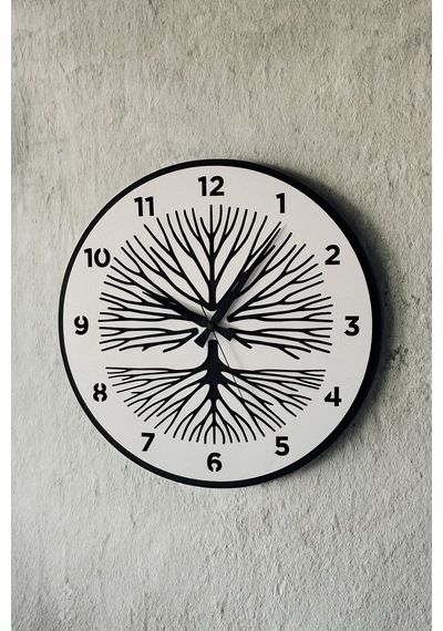 Dekoratif Yeni Modern Shaula Beyaz Ahşap Duvar Saati 48cm Siyah - Beyaz