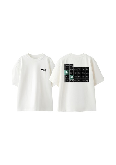 Thewert Breaking Bad Periodic Tasarım Sırt Baskılı Pamuk Beyaz Oversize T-shirt