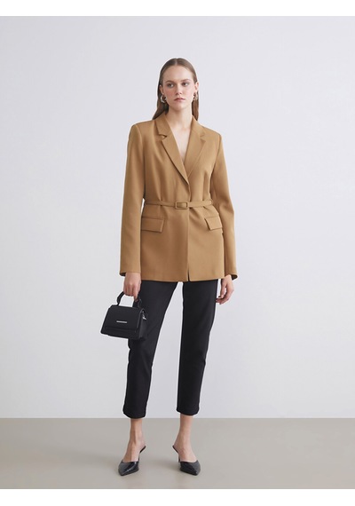 Lcwaıkıkı Classic Sarı Beli Kemerli Kadın Blazer Ceket