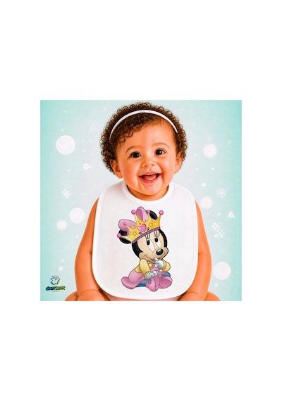Minnie Mouse Keten Bebek Mama Önlüğü Yumuşak - Emici - Yıkanabilir - Özel Tasarım P136 Çok Renkli