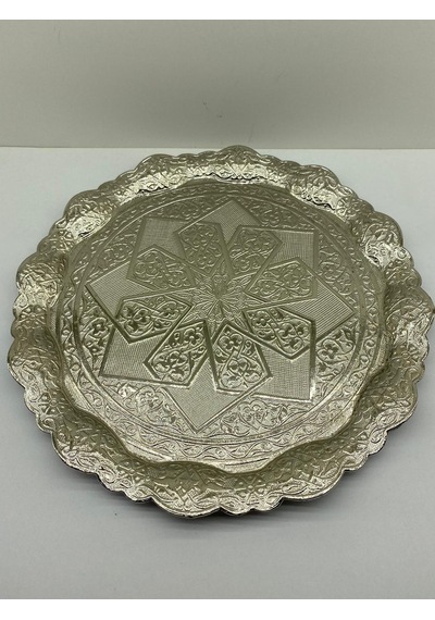 24cm Metal Tepsi Gümüş Ve Altın Renk 001