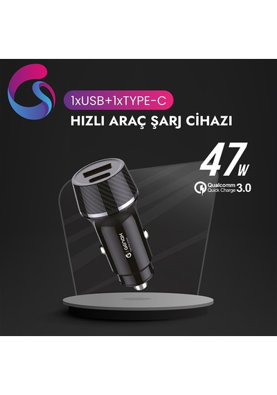 Lexroo Ultra Hızlı 47w Araç Şarj Başlığı - Tüm Cihazlar İle Uyumlu