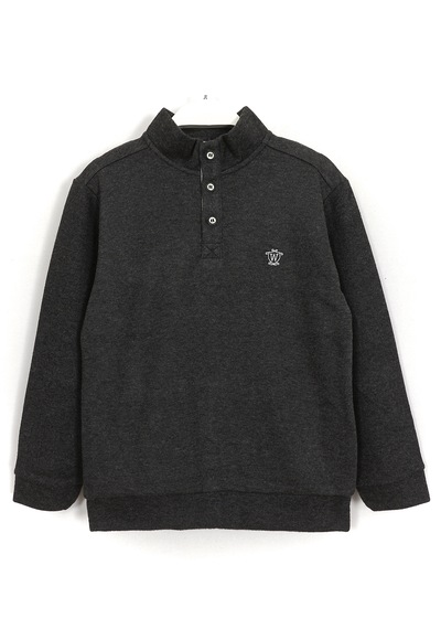 Dobakids Yumuşak Dokulu Selanik Kumaş Balıkçı Erkek Çocuk Sweatshirt 2011 Antrasit