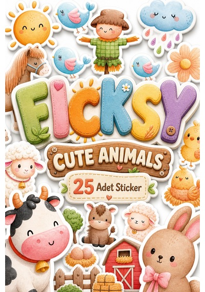 Sevimli Çiftlik Hayvanları Sticker Seti - 25 Adet Etiket Çıkartma Diğer