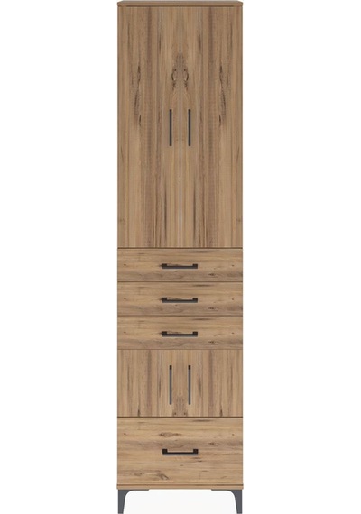 Arges Dolap 4 Raflı 4 Çekmeceli 4 Kapaklı 60x30x243 Çam-çam Çam