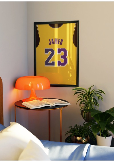Lebron James La Lakers 23 Forma Tasarımlı Tablo Poster Siyah Çerçeveli