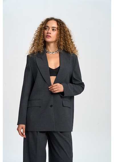 Mai Studios Co. Jessical Çizgili Antrasit Blazer Antrasit