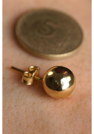 14 Ayar Altın Yuvarlak Top Küpe Erkek - Kp0110-e Sarı Altın
