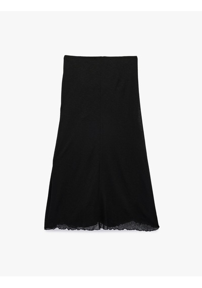 Koton Slim Fit Büzgülü A Kesim Midi Etek Siyah 6sal70065ık
