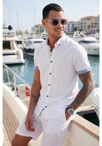 Buratti Pamuklu Slim Fit Düğmeli Yaka Kısa Kollu Erkek Gömlek Cf21S112546 Beyaz