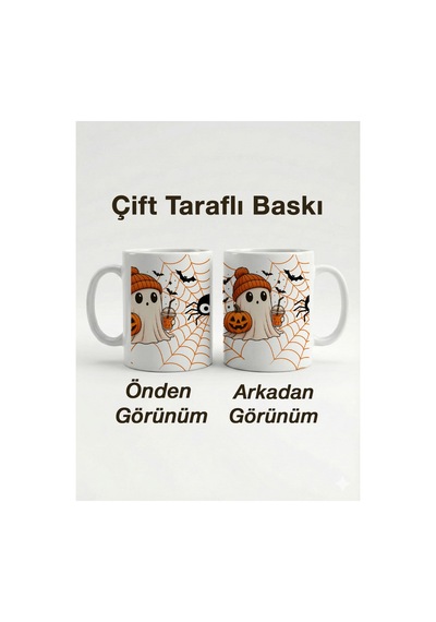 Turuncu Bereli Sevimli Hayalet Ve Balkabağı Tasarımlı Hediyelik Kupa Bardak - 330 Ml Çok Renkli - 876078787 Çok Renkli - 876078787 Çok Renkli