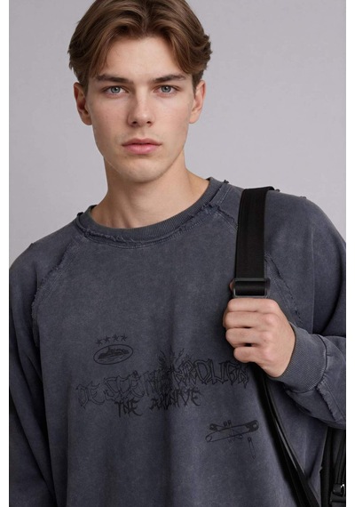 Defacto Boxy Fıt Bisiklet Yaka Sweatshirt H7272ax26spar148 Antrasit-ar148