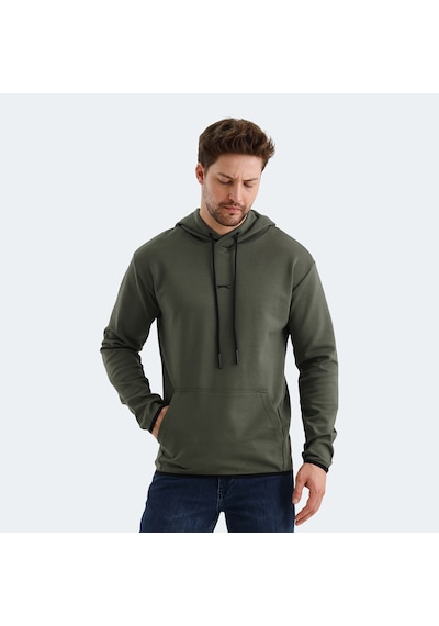Slazenger VADIMIR Erkek Kapüşonlu Cepli Haki Sweatshirt