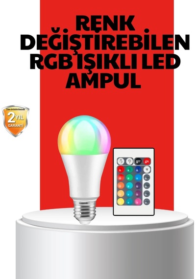 Mey İthalat Rgb Uzaktan Kumandalı Led Ampul 16 Renkli A Kalite Orijinal Çok Renkli