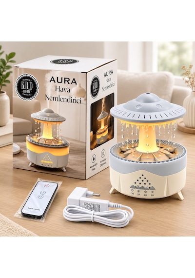 Kumandalı Led Yağmur Bulutu Hava Nemlendirici - Buhar & Koku Giderici Çok Renkli