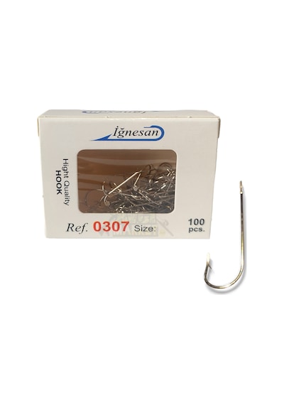 İğnesan 0307 Serisi Nikel Çapraz 100lü Paket Olta İğnesi - No-5