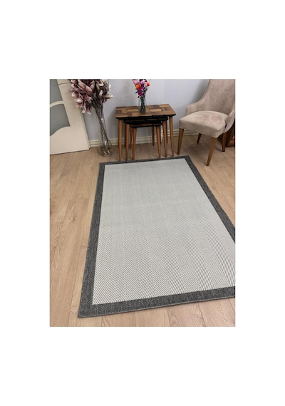Dekoset Home Sisal Halı- Krem-gri Hol Koridor Halısı- Kaymaz Taban- Yıkanabilir Kilim Halı Yolluk Krem - Gri