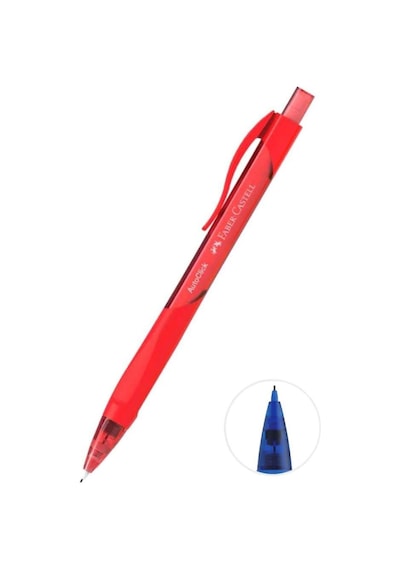 Autoclick Uçlu Kalem 0.5 Mm 1 Adet Faber 05 Mm Auto Click Mekanik Uçlu Kalem Canlı Renkler Versati K Kırmızı