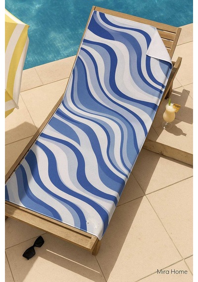 Unisex Desenli Baskılı Deniz Plaj Havlusu Dalga Desen 70x140 Cm 11