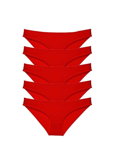 5 Adet Süper Eko Set Likralı Kadın Slip Külot Kırmızı Kırmızı
